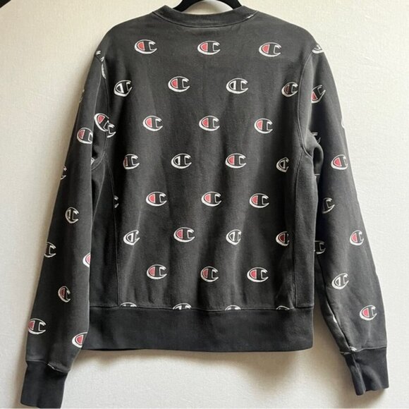 Champion Reverse Weave thick cotton crewneck logo mural sweatshirt Sz M - Picture 3 of 8